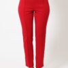 Ankle-Tapered Pants with Self-Fabric Buckle – Red