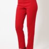 Ankle-Tapered Pants with Self-Fabric Buckle – Red