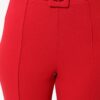 Ankle-Tapered Pants with Self-Fabric Buckle – Red