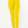 High-Waist Skinny Pants with Belt Detail – Lime