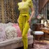 High-Waist Skinny Pants with Belt Detail – Lime