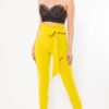 High-Waist Skinny Pants with Belt Detail – Lime