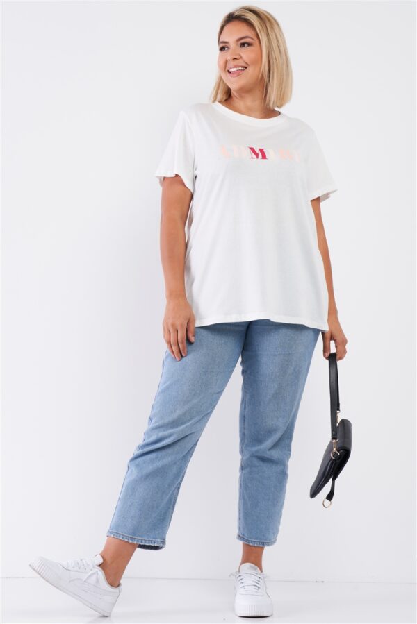 Admire Logo Crew Neck Relaxed Top – Off-White (Plus Size)