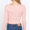 V-Neck Front-Knot Crop Sweater – Light Pink