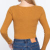 Front-Knot V-Neck Cropped Sweater – Ochre