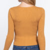 Ribbed Sweater Top with Front Zipper – Ochre