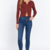 Rib Sweater Top with Front Zipper – Terracotta