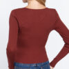 Rib Sweater Top with Front Zipper – Terracotta