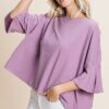 Lavender Cotton Top with Pleated Bell Sleeves