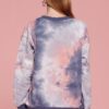 Tie-Dye Jersey Top with Contrast Rib Hem – Navy Mauve