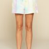 Tie-Dye Jersey Shorts with Contrast Waistband – Lemon Purple