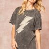 Mineral Washed Graphic Tee – Lightning Bolt Studded Charcoal