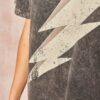 Mineral Washed Graphic Tee – Lightning Bolt Studded Charcoal