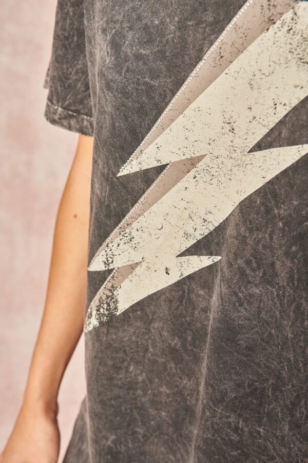 Mineral Washed Graphic Tee – Lightning Bolt Studded Charcoal