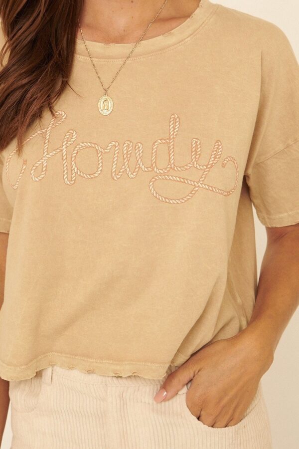 Mineral-Washed ‘Howdy’ Graphic Tee – Taupe