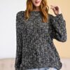 Textured Two-Tone Knitted Sweater – Slouchy Black