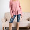 Lace-Trim Tunic with Tiered Ruffle – Dusty Rose