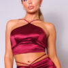 Halter Front Crop Top with Multi-Way Back – Burgundy