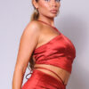 Halter Front Crop Top with Multi-Way Back – Rust