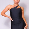 One-Shoulder Mini Dress – Double Strap Cutout, Black