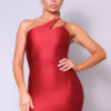 Double-Strap Cutout One-Shoulder Mini Dress – Rust
