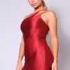 Double-Strap Cutout One-Shoulder Mini Dress – Rust