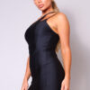 One-Shoulder Mini Dress – Double Strap Cutout, Black