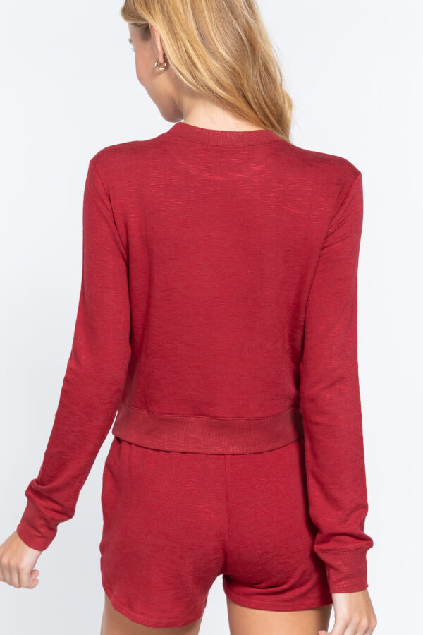 Slub Terry Long-Sleeve Crewneck Top – Vintage Red