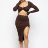 High Slit Skirt Set – Chocolate, 70% Rayon