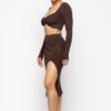 High Slit Skirt Set – Chocolate, 70% Rayon