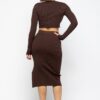 High Slit Skirt Set – Chocolate, 70% Rayon