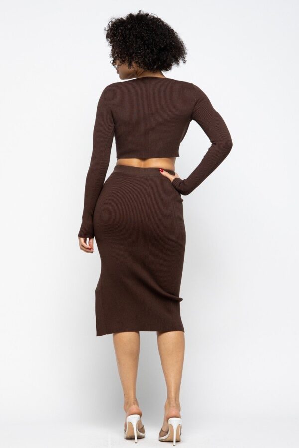 High Slit Skirt Set – Chocolate, 70% Rayon