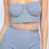 Stone-Embellished Top & Pants Set – Dusty Blush