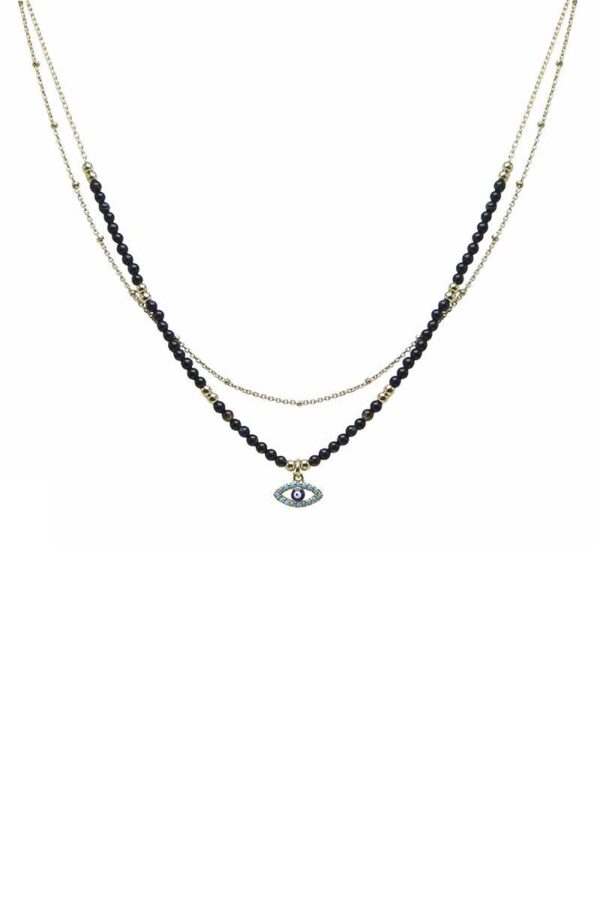 2-Layer Seed Bead Evil Eye Pendant Necklace