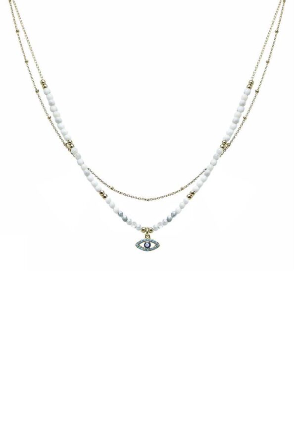 2-Layer Seed Bead Evil Eye Pendant Necklace