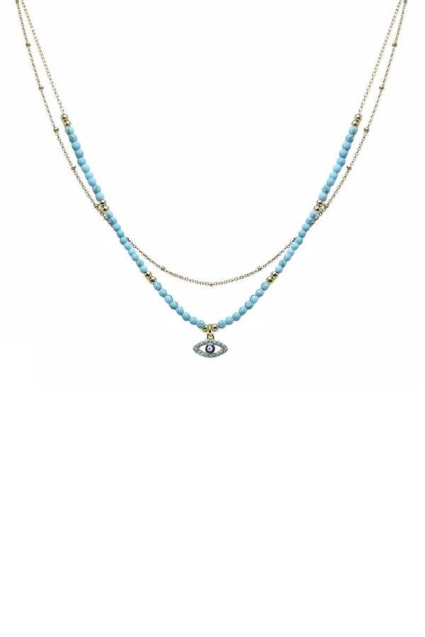 2-Layer Seed Bead Evil Eye Pendant Necklace