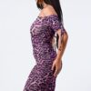Leopard Print Off-Shoulder Bodycon Dress – Purple