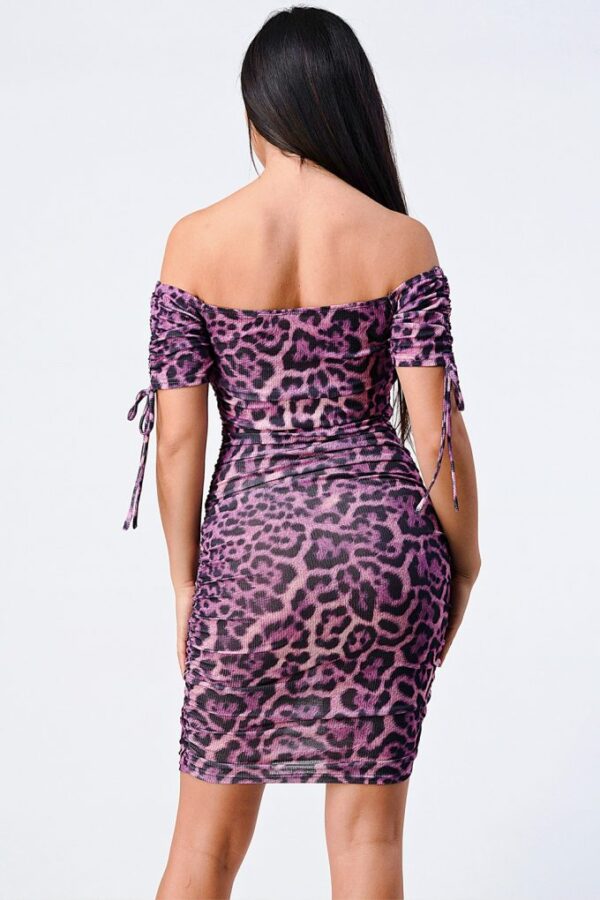 Leopard Print Off-Shoulder Bodycon Dress – Purple