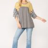 Colorblock Knit Mixed Top with Floral Print – Citron Mix