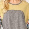 Colorblock Knit Mixed Top with Floral Print – Citron Mix