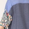 Colorblock Knit Mixed-Print Top with Dolman Sleeve – Denim Mix