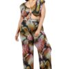 Plus Knitted Color Painting 2-Piece Pants Set – Mustard/Mauve
