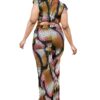 Plus Knitted Color Painting 2-Piece Pants Set – Mustard/Mauve