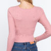 Crew Neck Knotted Crop Sweater – Cotton Pink