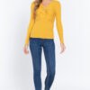 Long-Sleeve Twist-Front V-Neck Sweater – Honey Mustard
