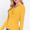 Long-Sleeve Twist-Front V-Neck Sweater – Honey Mustard