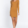V-Neck Long-Sleeve Sweater Mini Dress – Ochre