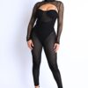 Mesh Crop Jumpsuit – Black Mesh Panel Detail