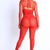 Mesh Crop Jumpsuit Set – Red Mesh Accent