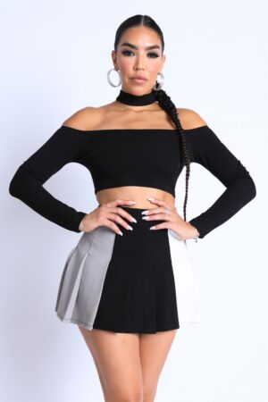 Choker Off-Shoulder Top Set – Black Combo